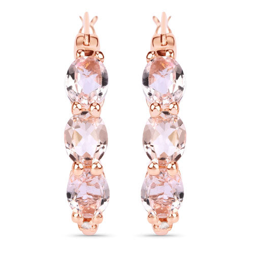 Bids.com 1.63 Carat Genuine Morganite and White Diamond .925 Sterling Silver Earrings Earrings White Smoke