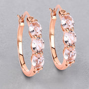 Bids.com 1.63 Carat Genuine Morganite and White Diamond .925 Sterling Silver Earrings Earrings Gray