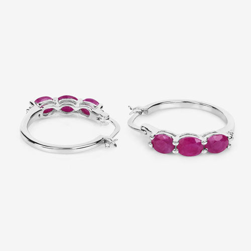 Bids.com 1.81 Carat Genuine Ruby and White Diamond .925 Sterling Silver Earrings Earrings White Smoke