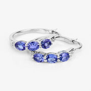 Bids.com 1.99 Carat Genuine Tanzanite and White Diamond .925 Sterling Silver Earrings Earrings White Smoke