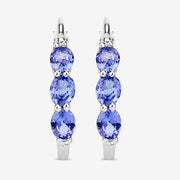 Bids.com 1.99 Carat Genuine Tanzanite and White Diamond .925 Sterling Silver Earrings Earrings White Smoke