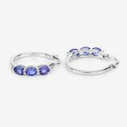 Bids.com 1.99 Carat Genuine Tanzanite and White Diamond .925 Sterling Silver Earrings Earrings White Smoke