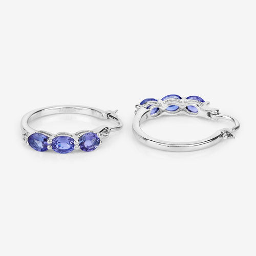Bids.com 1.99 Carat Genuine Tanzanite and White Diamond .925 Sterling Silver Earrings Earrings White Smoke
