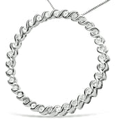 Bids.com .925 Sterling Silver 3/4 Cttw Round Diamond Spiral Curved Circle Pendant 18" Necklace (I-J Color, I3 Clarity) Necklaces White Smoke White.Sterling Silver / 18