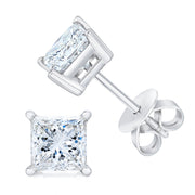 Bids.com 14K White Gold 1.00 Cttw Princess-Cut Square Near Colorless Diamond Classic 4-Prong Solitaire Stud Earrings (G-H Color, SI1-SI2 Clarity) Earrings White Smoke White.Gold / 1