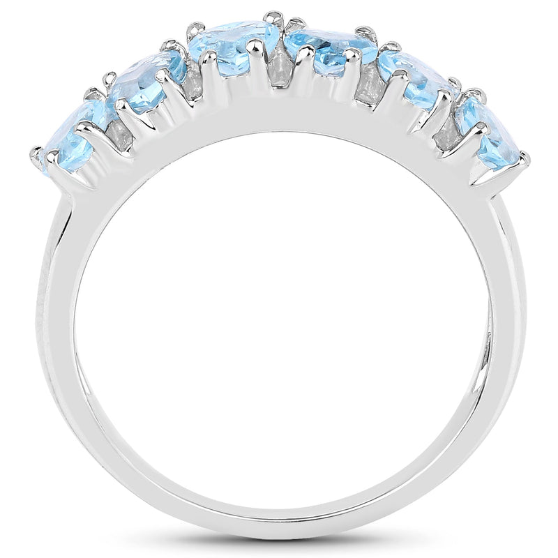 Bids.com 1.68 Carat Genuine Swiss Blue Topaz .925 Sterling Silver Ring Rings White Smoke size 6.00,size 8.00,size 9.00,size 7.00