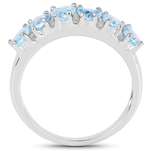 Bids.com 1.68 Carat Genuine Swiss Blue Topaz .925 Sterling Silver Ring Rings White Smoke size 6.00,size 8.00,size 9.00,size 7.00