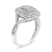 Bids.com .925 Sterling Silver 1/2 Cttw Round-Cut Diamond Cluster Cushion Ring (I-J , I1-I2) - Size 7 Rings White Smoke 7 / White.Sterling Silver,9 / White.Sterling Silver,8 / White.Sterling Silver,6 / White.Sterling Silver,5 / White.Sterling Silver,10 / White.Sterling Silver
