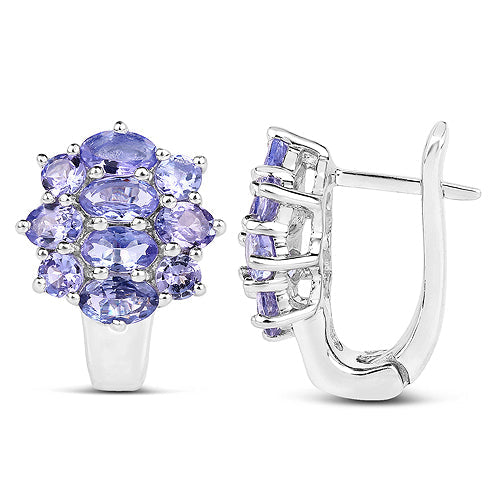 Bids.com 3.48 Carat Genuine Tanzanite .925 Sterling Silver Earrings Earrings White Smoke