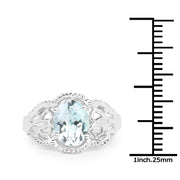 Bids.com 1.50 Carat Genuine Aquamarine .925 Sterling Silver Ring Rings White Smoke size 6.00,size 7.00,size 8.00,size 9.00,size 5.00