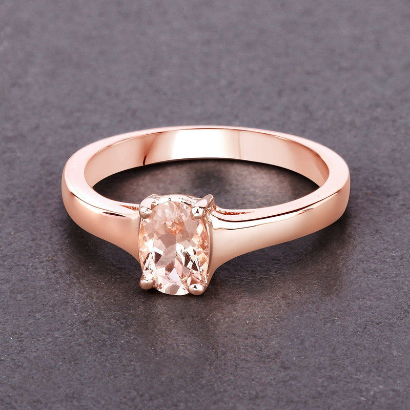Bids.com 0.70 Carat Genuine Morganite .925 Sterling Silver Ring Rings Dim Gray size 5.00,size 6.00,size 7.00,size 8.00,size 9.00,size 6.50