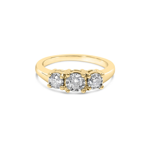 Bids.com 10K Yellow Gold 1/2 Cttw Miracle Set Round Diamond Three Stone Illusion Plate Ring (I-J Color, I2-I3 Clarity) - Size 7 Rings White Smoke 9 / Yellow.Gold,6 / Yellow.Gold,8 / Yellow.Gold,5 / Yellow.Gold,7 / Yellow.Gold