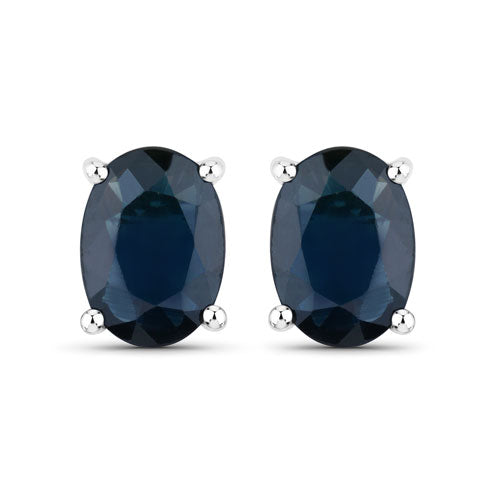 Bids.com 1.90 Carat Genuine Blue Sapphire 10K White Gold Earrings Earrings White Smoke Default Title