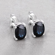 Bids.com 1.90 Carat Genuine Blue Sapphire 10K White Gold Earrings Earrings Gray
