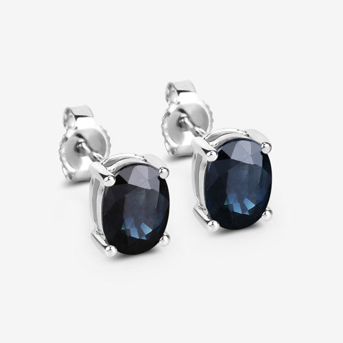 Bids.com 1.90 Carat Genuine Blue Sapphire 10K White Gold Earrings Earrings White Smoke
