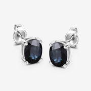 Bids.com 1.90 Carat Genuine Blue Sapphire 10K White Gold Earrings Earrings White Smoke
