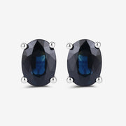Bids.com 1.90 Carat Genuine Blue Sapphire 10K White Gold Earrings Earrings White Smoke
