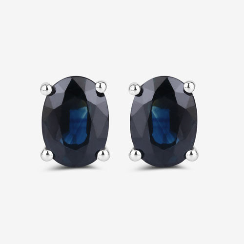 Bids.com 1.90 Carat Genuine Blue Sapphire 10K White Gold Earrings Earrings White Smoke