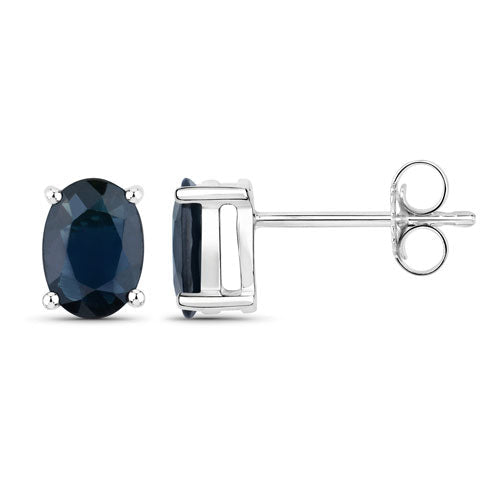 Bids.com 1.90 Carat Genuine Blue Sapphire 10K White Gold Earrings Earrings White Smoke