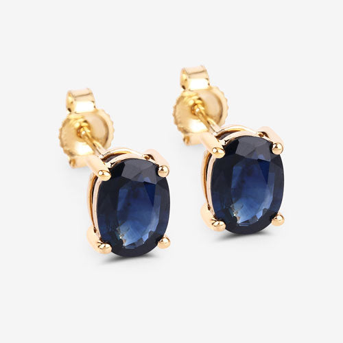 Bids.com 1.90 Carat Genuine Blue Sapphire 10K Yellow Gold Earrings Earrings White Smoke