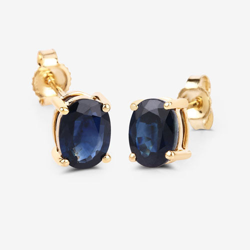 Bids.com 1.90 Carat Genuine Blue Sapphire 10K Yellow Gold Earrings Earrings White Smoke
