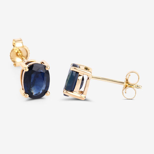 Bids.com 1.90 Carat Genuine Blue Sapphire 10K Yellow Gold Earrings Earrings White Smoke