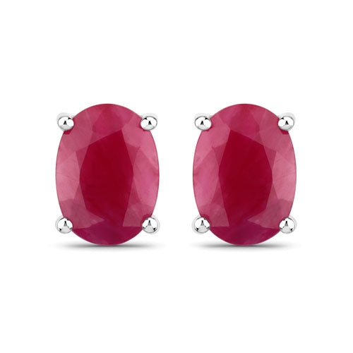 Bids.com 1.70 Carat Genuine Ruby 10K White Gold Earrings Earrings White Smoke Default Title