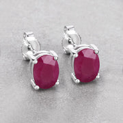 Bids.com 1.70 Carat Genuine Ruby 10K White Gold Earrings Earrings Gray