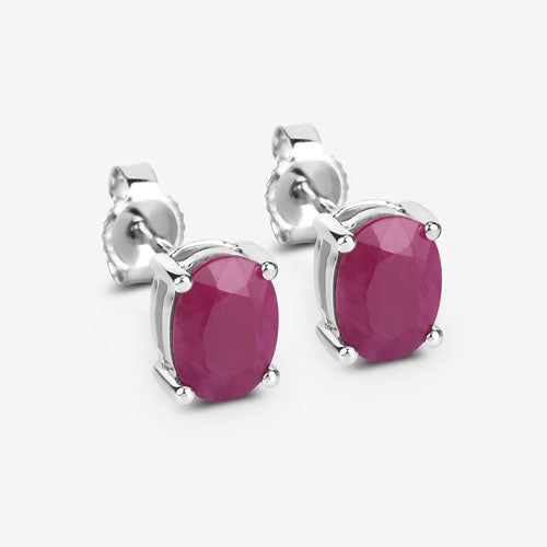 Bids.com 1.70 Carat Genuine Ruby 10K White Gold Earrings Earrings White Smoke