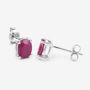 Bids.com 1.70 Carat Genuine Ruby 10K White Gold Earrings Earrings White Smoke
