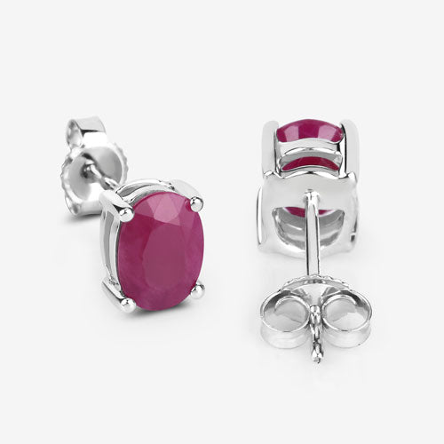 Bids.com 1.70 Carat Genuine Ruby 10K White Gold Earrings Earrings White Smoke