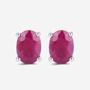 Bids.com 1.70 Carat Genuine Ruby 10K White Gold Earrings Earrings White Smoke