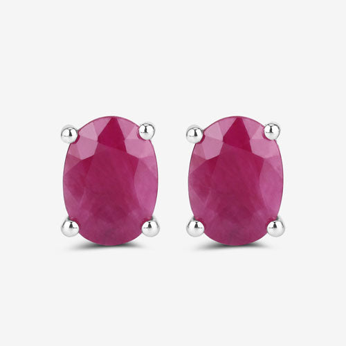 Bids.com 1.70 Carat Genuine Ruby 10K White Gold Earrings Earrings White Smoke