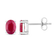 Bids.com 1.70 Carat Genuine Ruby 10K White Gold Earrings Earrings White Smoke