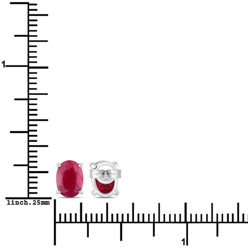 Bids.com 1.70 Carat Genuine Ruby 10K White Gold Earrings Earrings White Smoke