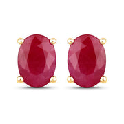 Bids.com 1.70 Carat Genuine Ruby 10K Yellow Gold Earrings Earrings White Smoke Default Title