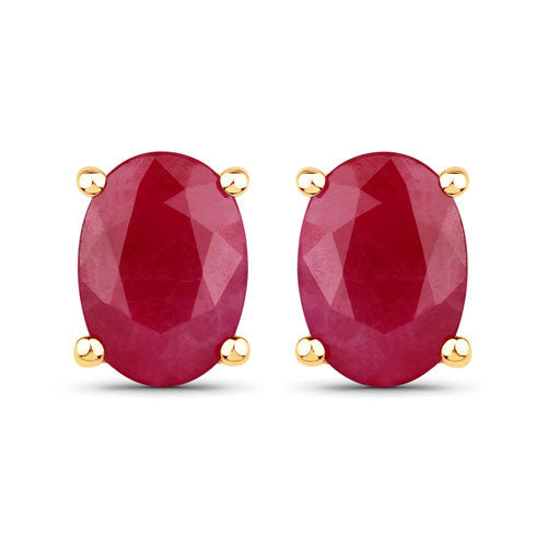 Bids.com 1.70 Carat Genuine Ruby 10K Yellow Gold Earrings Earrings White Smoke Default Title