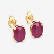 Bids.com 1.70 Carat Genuine Ruby 10K Yellow Gold Earrings Earrings White Smoke