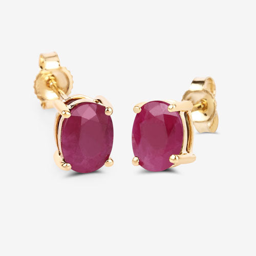 Bids.com 1.70 Carat Genuine Ruby 10K Yellow Gold Earrings Earrings White Smoke