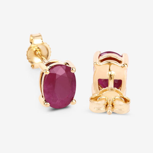 Bids.com 1.70 Carat Genuine Ruby 10K Yellow Gold Earrings Earrings White Smoke