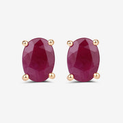 Bids.com 1.70 Carat Genuine Ruby 10K Yellow Gold Earrings Earrings White Smoke