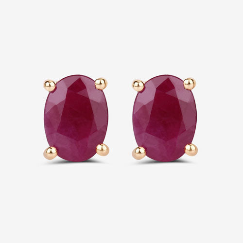 Bids.com 1.70 Carat Genuine Ruby 10K Yellow Gold Earrings Earrings White Smoke