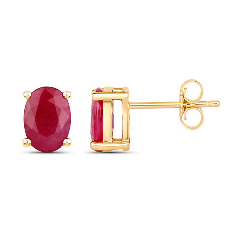Bids.com 1.70 Carat Genuine Ruby 10K Yellow Gold Earrings Earrings White Smoke