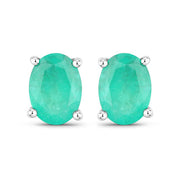 Bids.com 1.44 Carat Genuine Zambian Emerald 10K White Gold Earrings Earrings White Smoke Default Title