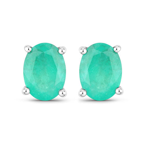 Bids.com 1.44 Carat Genuine Zambian Emerald 10K White Gold Earrings Earrings White Smoke Default Title