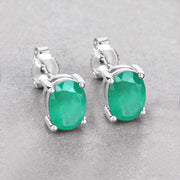 Bids.com 1.44 Carat Genuine Zambian Emerald 10K White Gold Earrings Earrings Gray