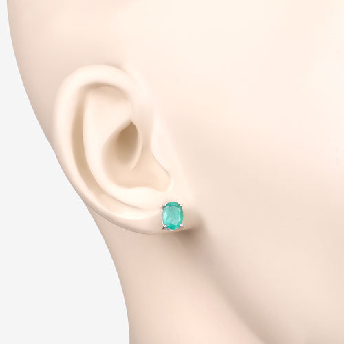 Bids.com 1.44 Carat Genuine Zambian Emerald 10K White Gold Earrings Earrings Antique White