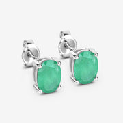 Bids.com 1.44 Carat Genuine Zambian Emerald 10K White Gold Earrings Earrings White Smoke