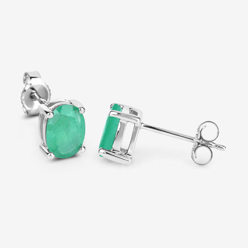 Bids.com 1.44 Carat Genuine Zambian Emerald 10K White Gold Earrings Earrings White Smoke