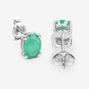 Bids.com 1.44 Carat Genuine Zambian Emerald 10K White Gold Earrings Earrings White Smoke